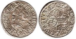 монета Австрия 3 крейцера 1637