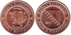 монета Босния и Герцеговина 10 фенингов 2017