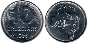 монета Бразилия 10 крузейро 1985