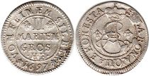 монета Брауншвейг-Люнебург-Каленберг 2 мариенгрошена 1697