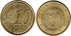 монета Мальта 10 евро центов 2008