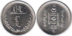 монета Монголия 15 мунгу 1937