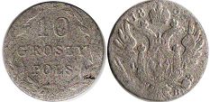 монета Польша 10 грошей 1820