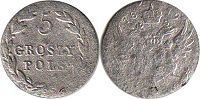 монета Польша 5 грошей 1819