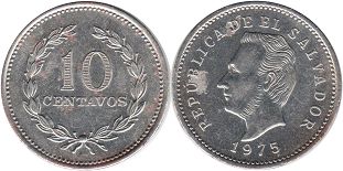 монета Сальвадор 10 сентаво 1975