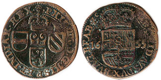 монета Испанские Нидерланды оорд 1655