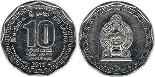 монета Цейлон 10 рупий 2011