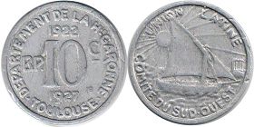 нотгельд Тулуза 10 сантимов 1927