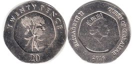 монета Гибралтар 20 пенсов 2016