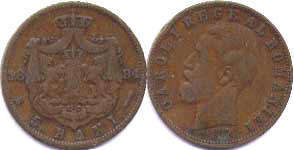 монета Румыния 5 бани 1884