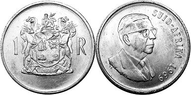 монета ЮАР 1 рэнд 1969