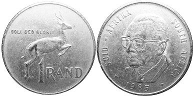 монета ЮАР 1 рэнд 1985