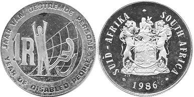 монета ЮАР 1 рэнд 1986