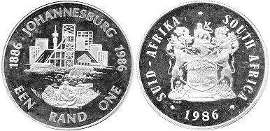 монета ЮАР 1 рэнд 1986