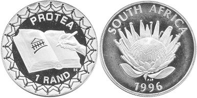 монета ЮАР 1 рэнд 1996
