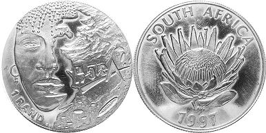 монета ЮАР 1 рэнд 1997
