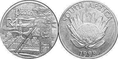 монета ЮАР 1 рэнд 1999