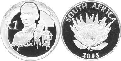 монета ЮАР 1 рэнд 2008