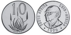 монета ЮАР 10 центов 1979