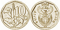 монета ЮАР 10 центов 2005