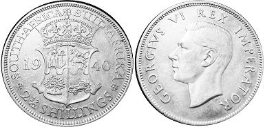 монета Южная Африка 2,5 шиллинга 1940