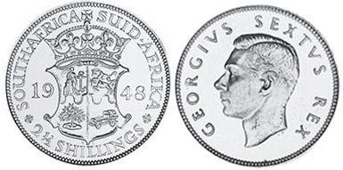 монета Южная Африка 2,5 шиллинга 1948