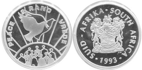 монета ЮАР 2 рэнда 1993