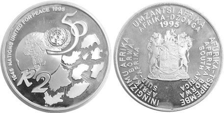 монета ЮАР 2 рэнда 1995