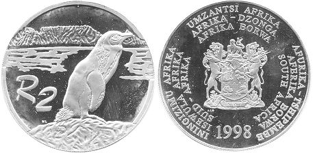 монета ЮАР 2 рэнда 1998