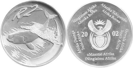 монета ЮАР 2 рэнда 2002