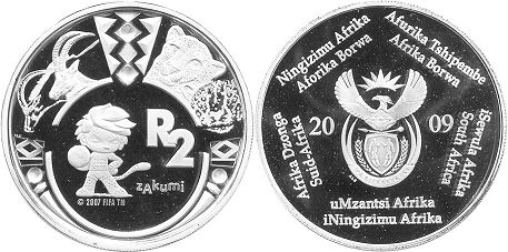 монета ЮАР 2 рэнда 2009