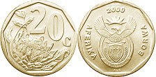 монета ЮАР 20 центов 2000 (2000, 2001)