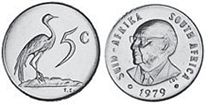 монета ЮАР 5 центов 1979