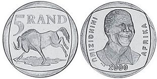 монета ЮАР 5 рэндов 2000