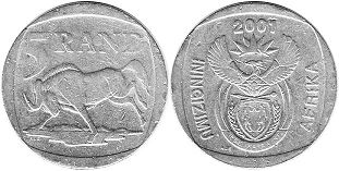 монета ЮАР 5 рэндов 2001 (2000, 2001)