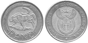 монета ЮАР 5 рэндов 2006