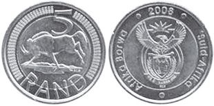 монета ЮАР 5 рэндов 2008