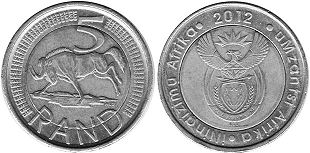 монета ЮАР 5 рэндов 2012