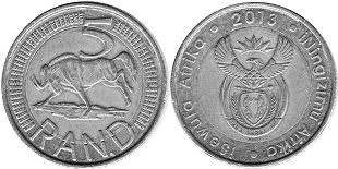монета ЮАР 5 рэндов 2013