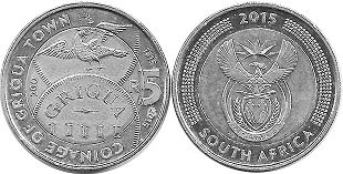 монета ЮАР 5 рэндов 2015