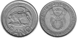 монета ЮАР 5 рэндов 2015