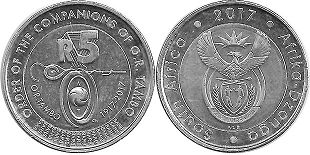 монета ЮАР 5 рэндов 2017