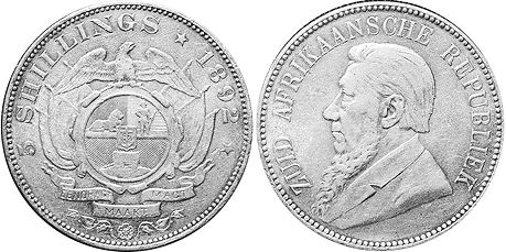 монета Трансвааль 5 шиллингов 1895