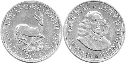 монета ЮАР 50 центов 1963