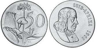 монета ЮАР 50 центов 1966