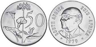 монета ЮАР 50 центов 1979