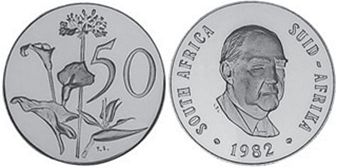 монета ЮАР 50 центов 1982