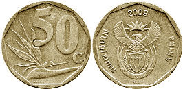 монета ЮАР 50 центов 2009
