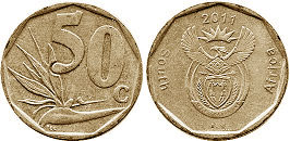монета ЮАР 50 центов 2011