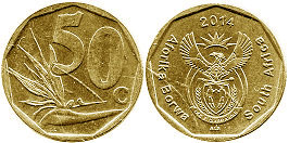 монета ЮАР 50 центов 2014
